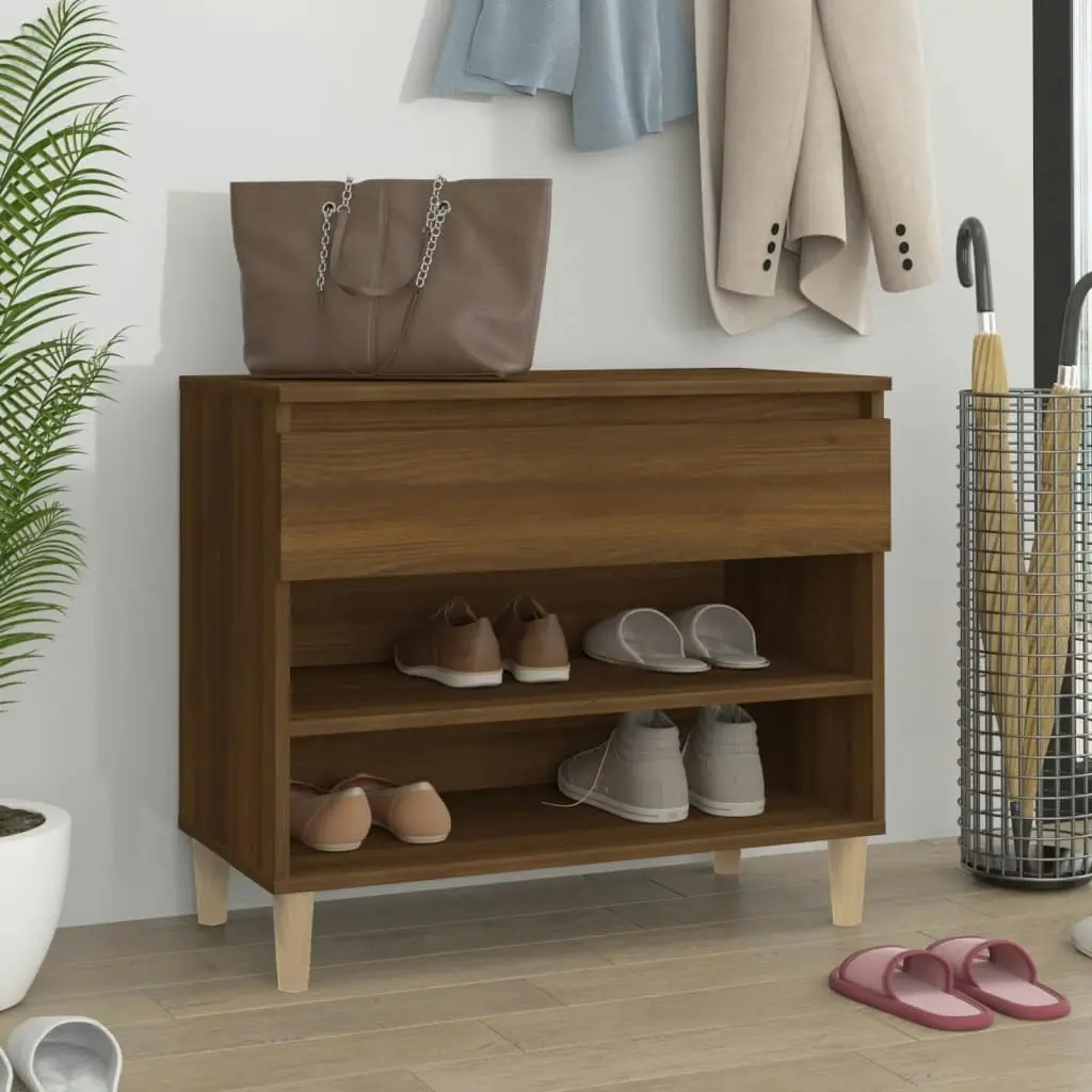 Shoe Cabinet Brown Oak 70x36x60 cm Engineered Wood 819763