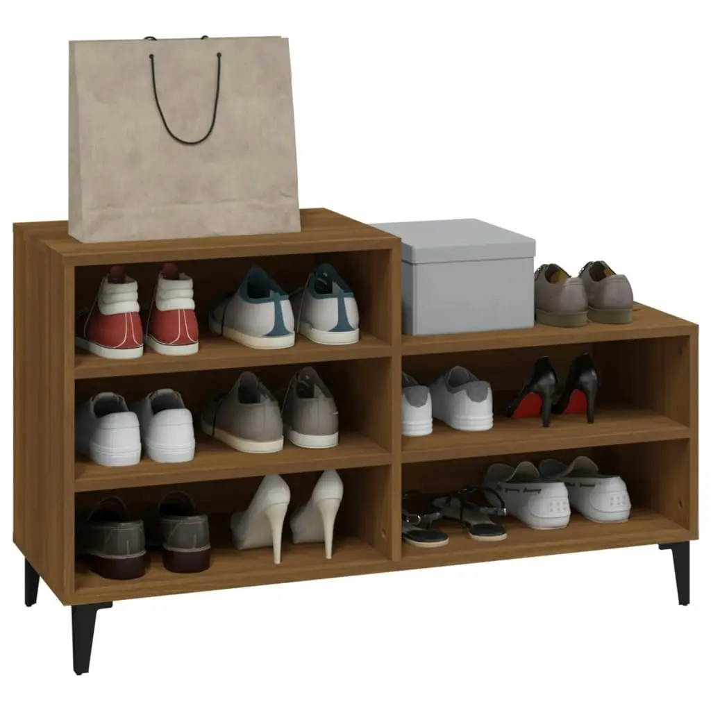 Shoe Cabinet Brown Oak 102x36x60 cm Engineered Wood 819739