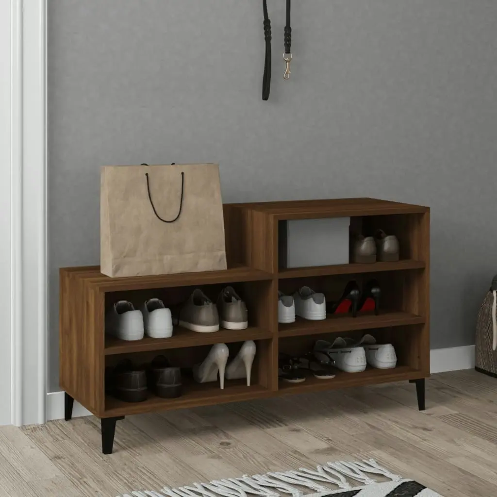 Shoe Cabinet Brown Oak 102x36x60 cm Engineered Wood 819739