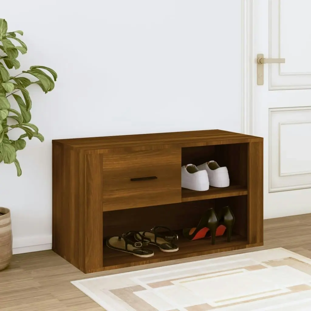 Shoe Cabinet Brown Oak 80x35x45 cm Engineered Wood 816759