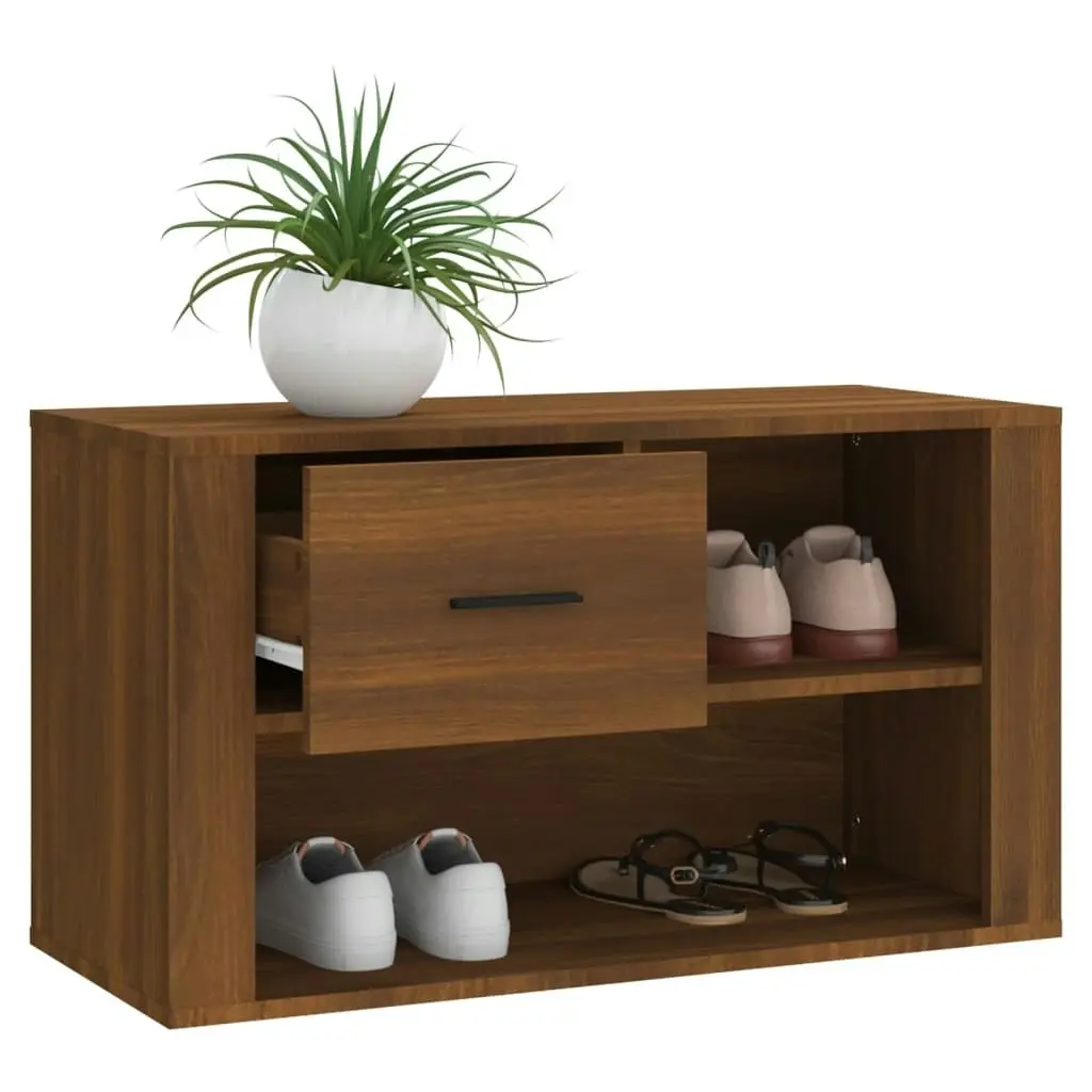 Shoe Cabinet Brown Oak 80x35x45 cm Engineered Wood 816759