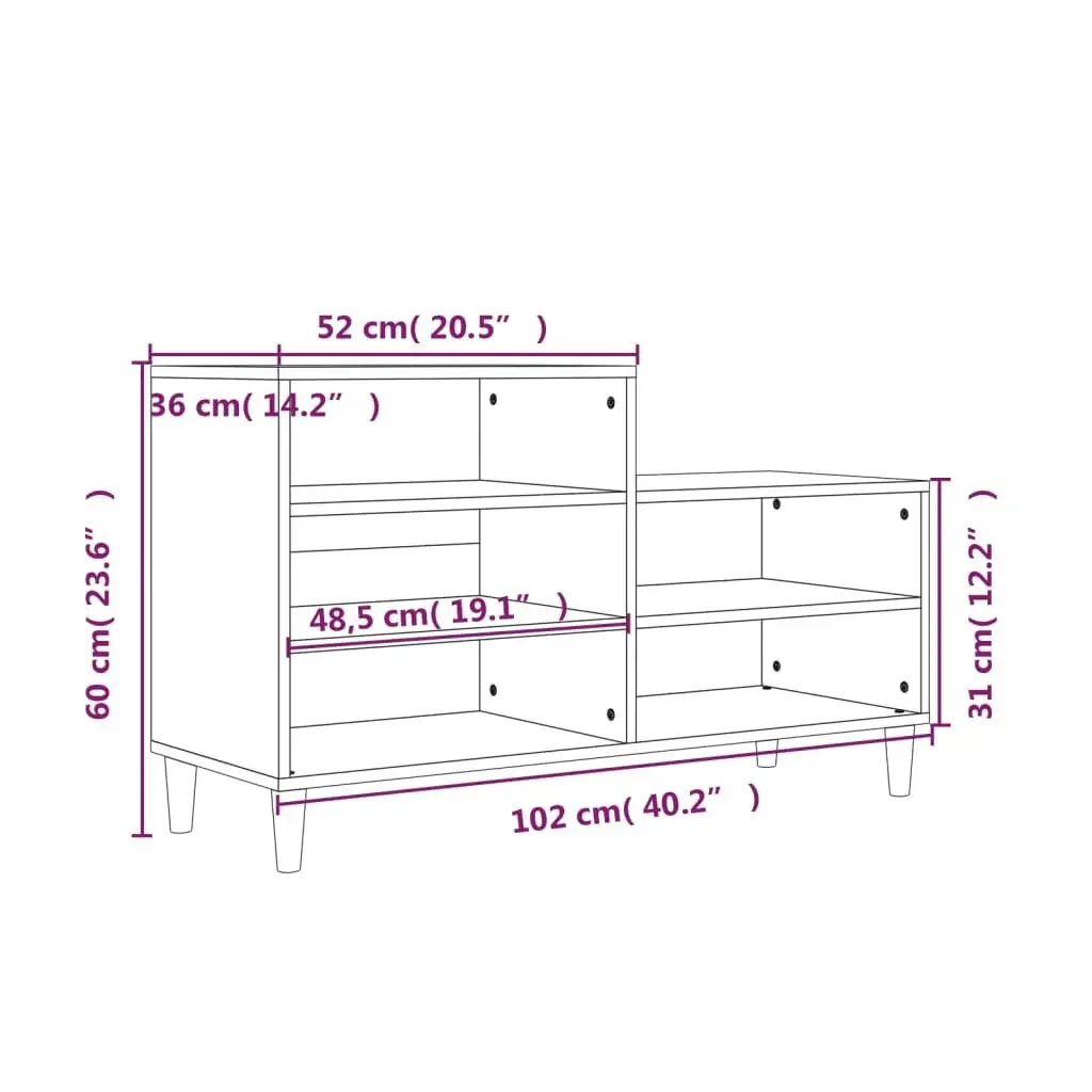 Shoe Cabinet Concrete Grey 102x36x60 cm Engineered Wood 819728