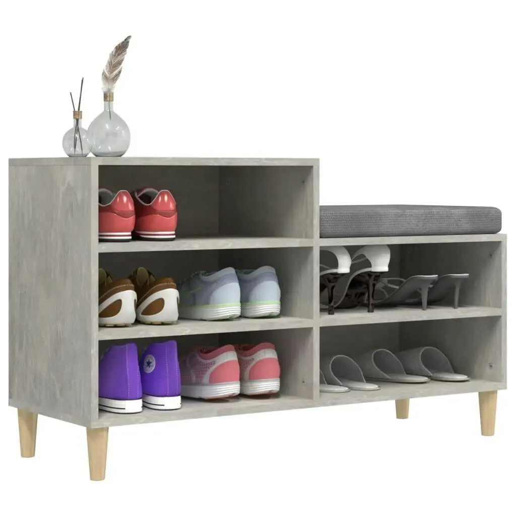 Shoe Cabinet Concrete Grey 102x36x60 cm Engineered Wood 819728