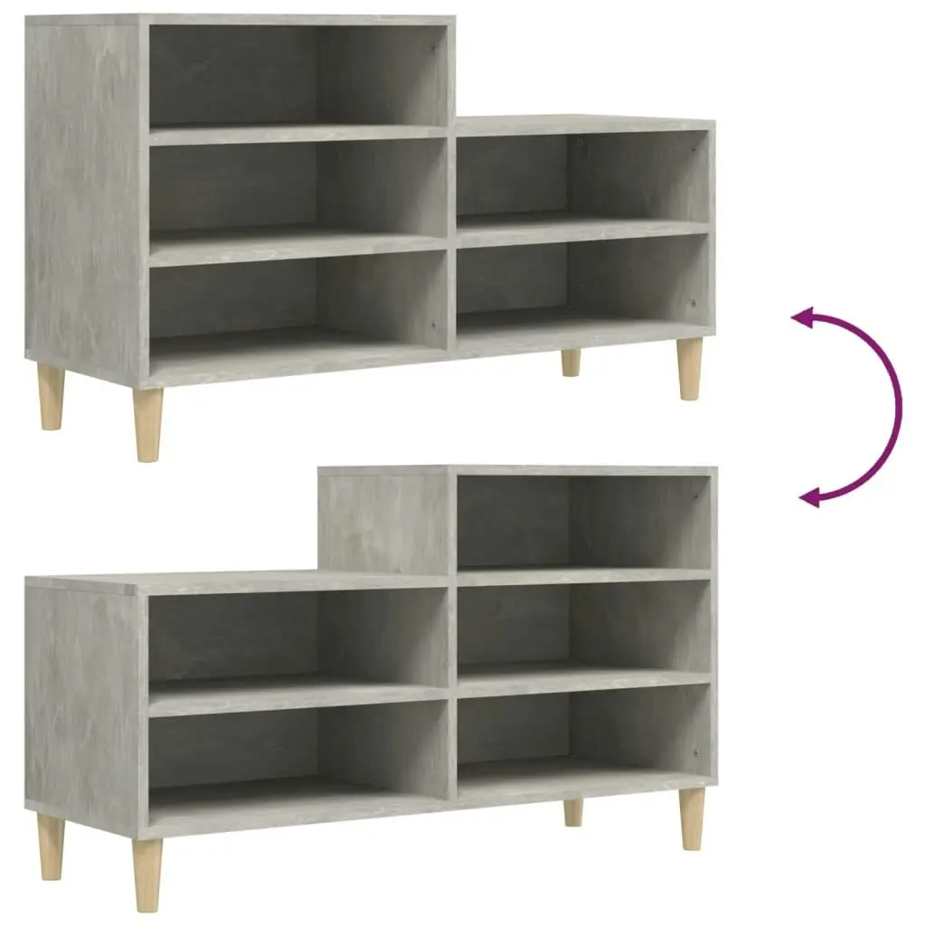 Shoe Cabinet Concrete Grey 102x36x60 cm Engineered Wood 819728