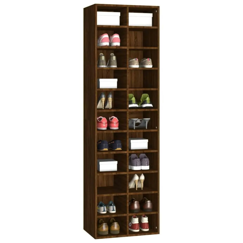 Shoe Cabinet Brown Oak 54x34x183 cm Engineered Wood 815302