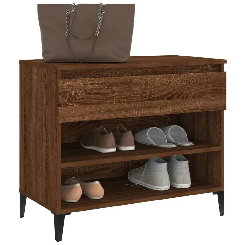 Shoe Cabinet Brown Oak 70x36x60 cm Engineered Wood 819771