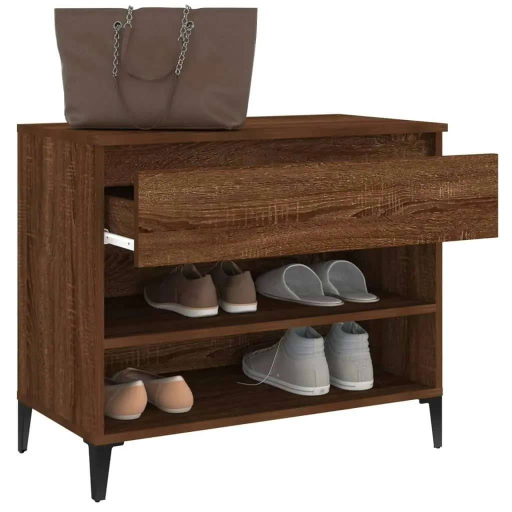 Shoe Cabinet Brown Oak 70x36x60 cm Engineered Wood 819771