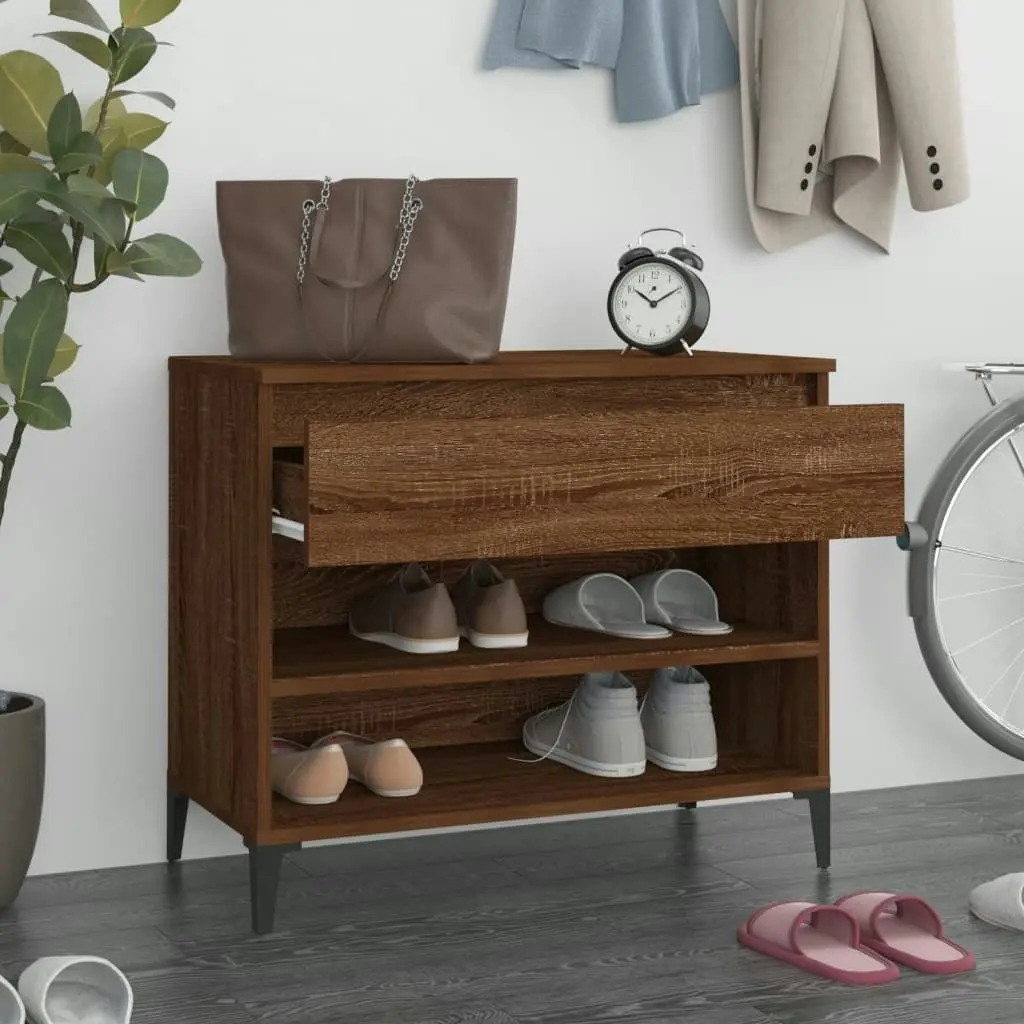 Shoe Cabinet Brown Oak 70x36x60 cm Engineered Wood 819771