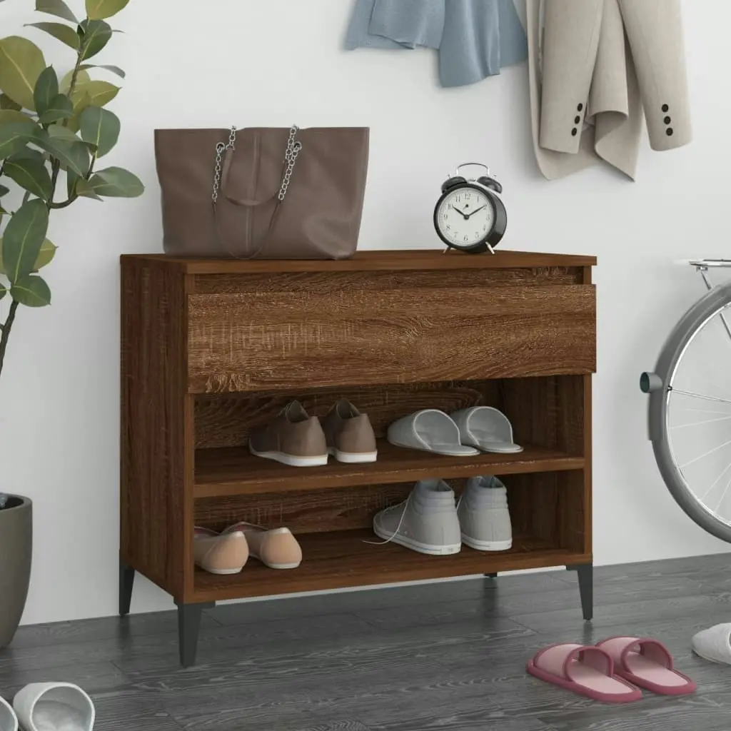 Shoe Cabinet Brown Oak 70x36x60 cm Engineered Wood 819771