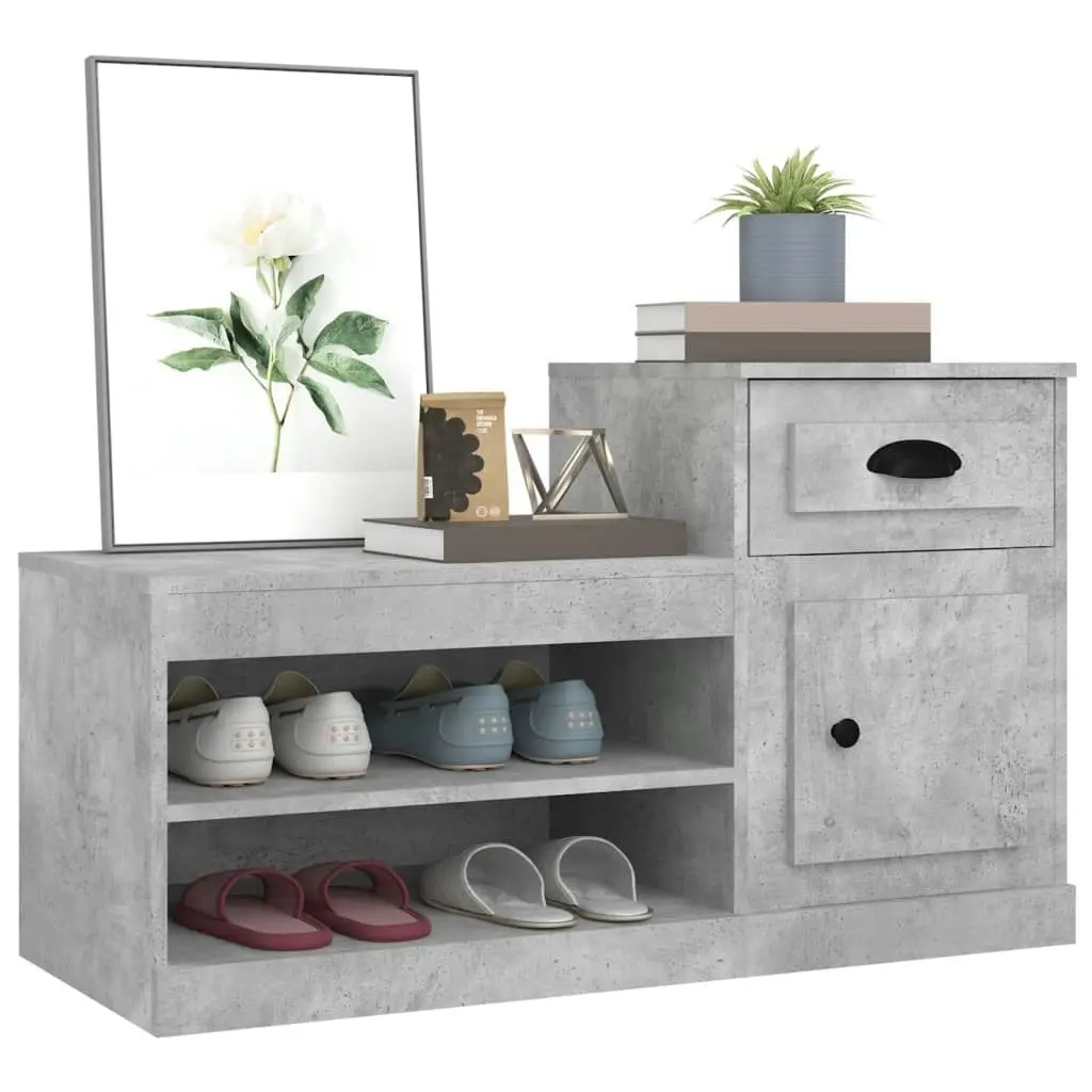 Shoe Cabinet Concrete Grey 100x42x60 cm Engineered Wood 816420