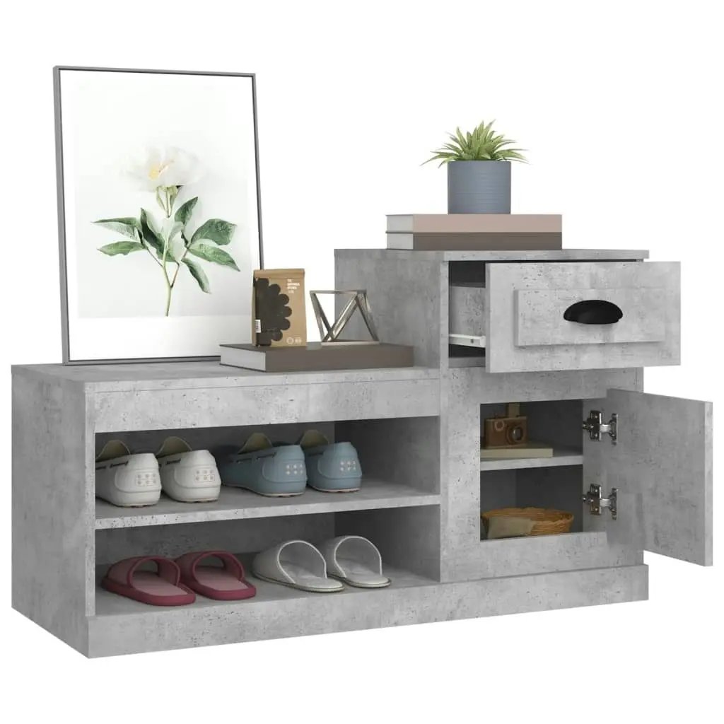 Shoe Cabinet Concrete Grey 100x42x60 cm Engineered Wood 816420