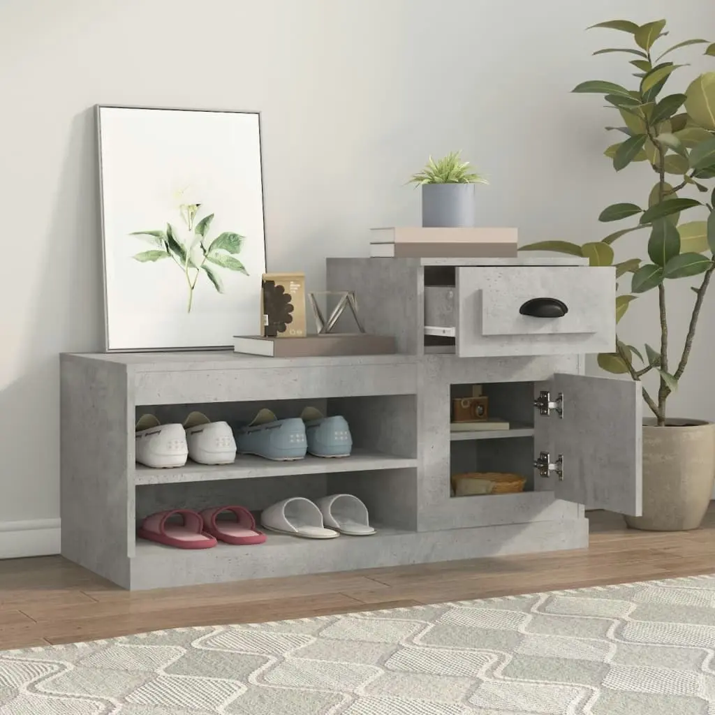 Shoe Cabinet Concrete Grey 100x42x60 cm Engineered Wood 816420