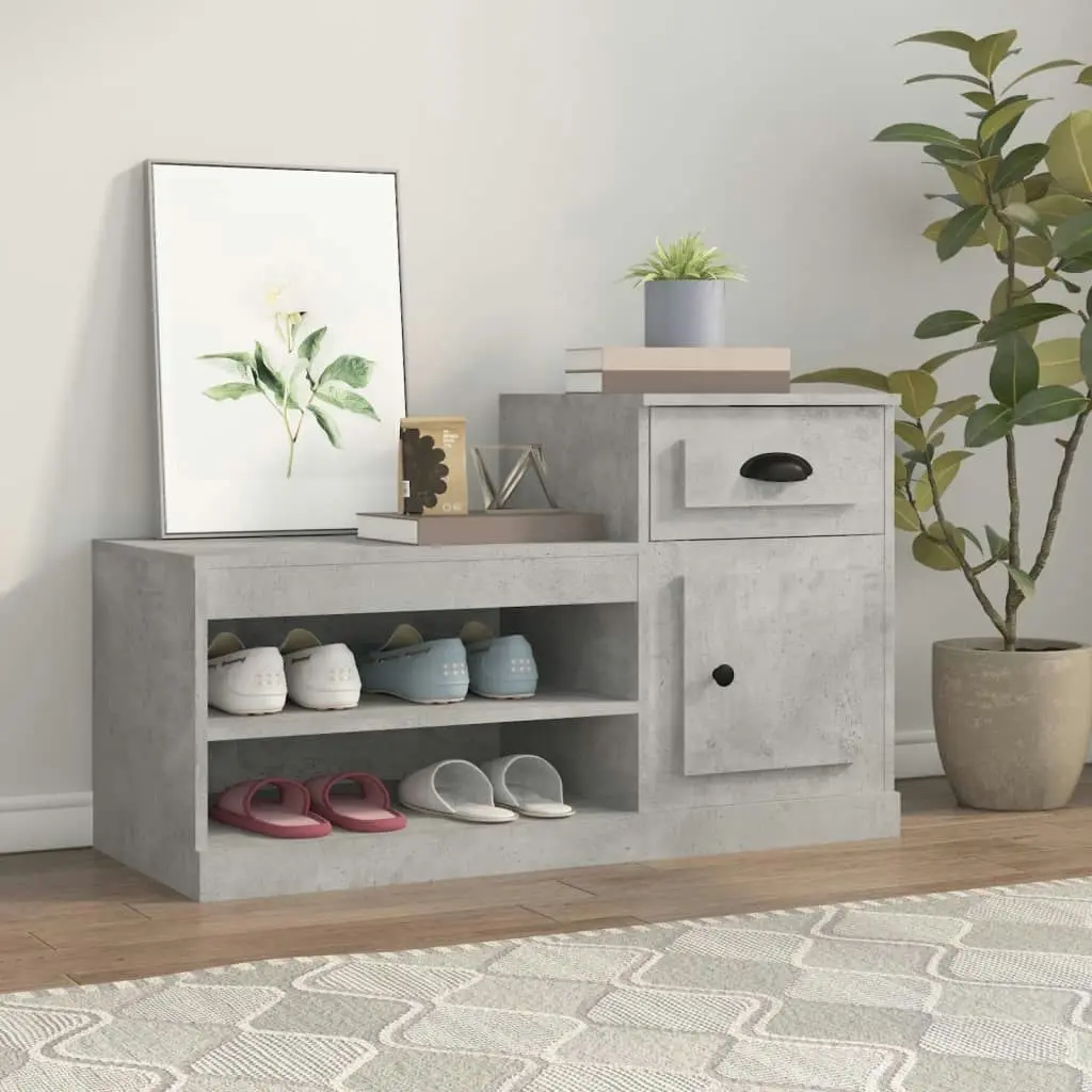 Shoe Cabinet Concrete Grey 100x42x60 cm Engineered Wood 816420