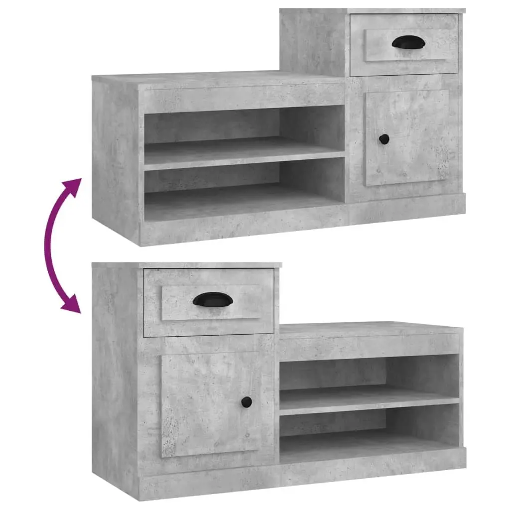 Shoe Cabinet Concrete Grey 100x42x60 cm Engineered Wood 816420