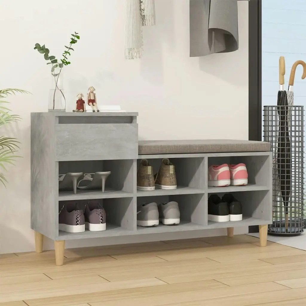 Shoe Cabinet Concrete Grey 102x36x60 cm Engineered Wood 821208