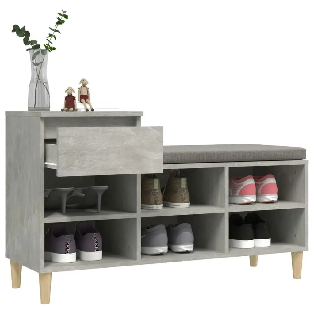 Shoe Cabinet Concrete Grey 102x36x60 cm Engineered Wood 821208