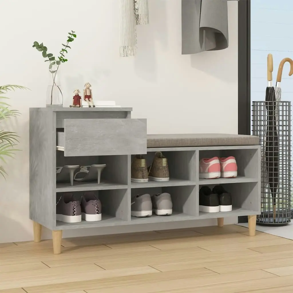 Shoe Cabinet Concrete Grey 102x36x60 cm Engineered Wood 821208