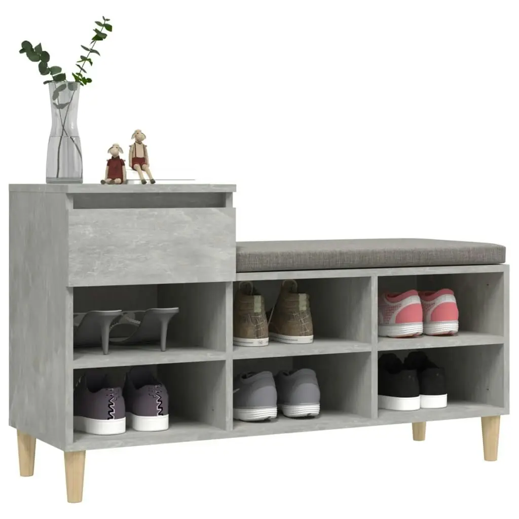 Shoe Cabinet Concrete Grey 102x36x60 cm Engineered Wood 821208