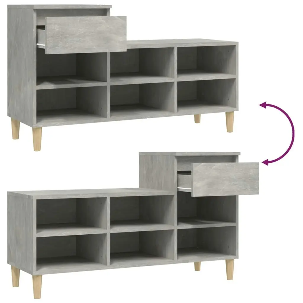 Shoe Cabinet Concrete Grey 102x36x60 cm Engineered Wood 821208