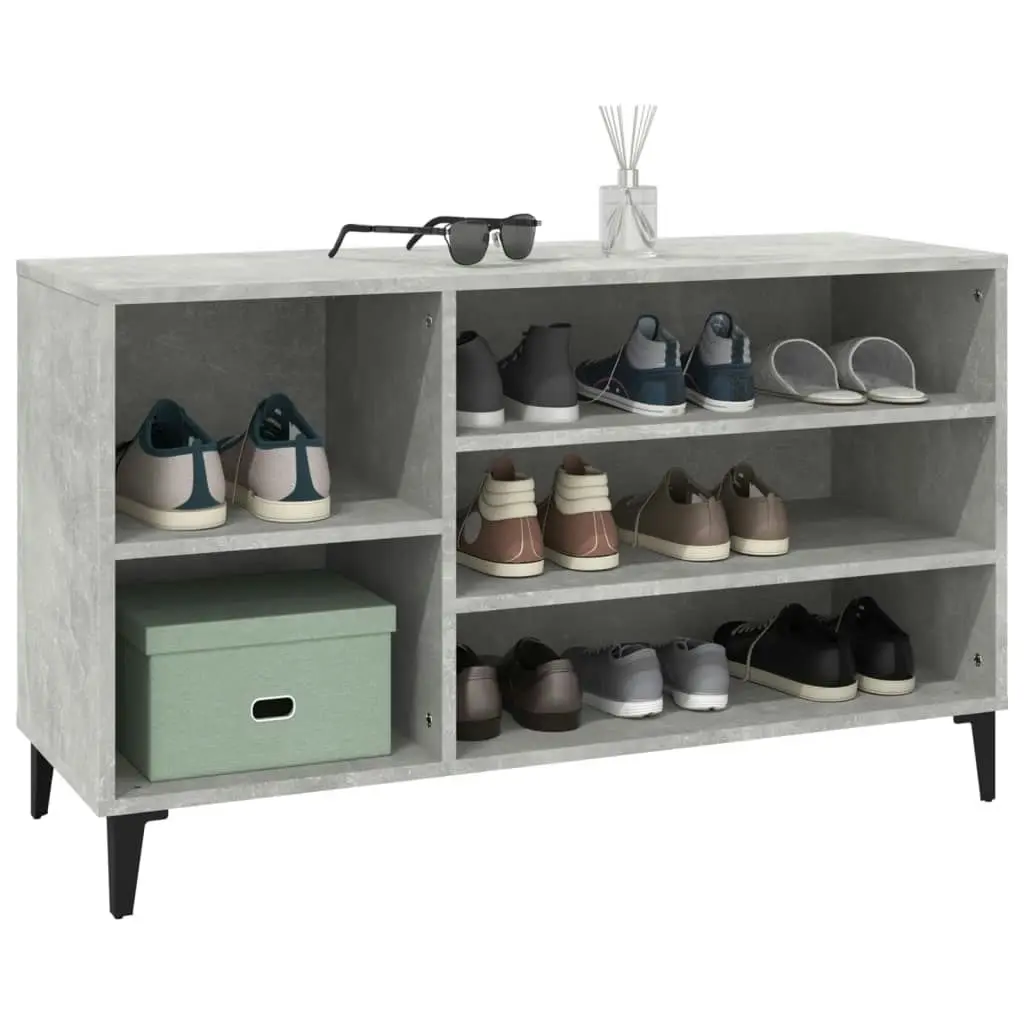 Shoe Cabinet Concrete Grey 102x36x60 cm Engineered Wood 819752