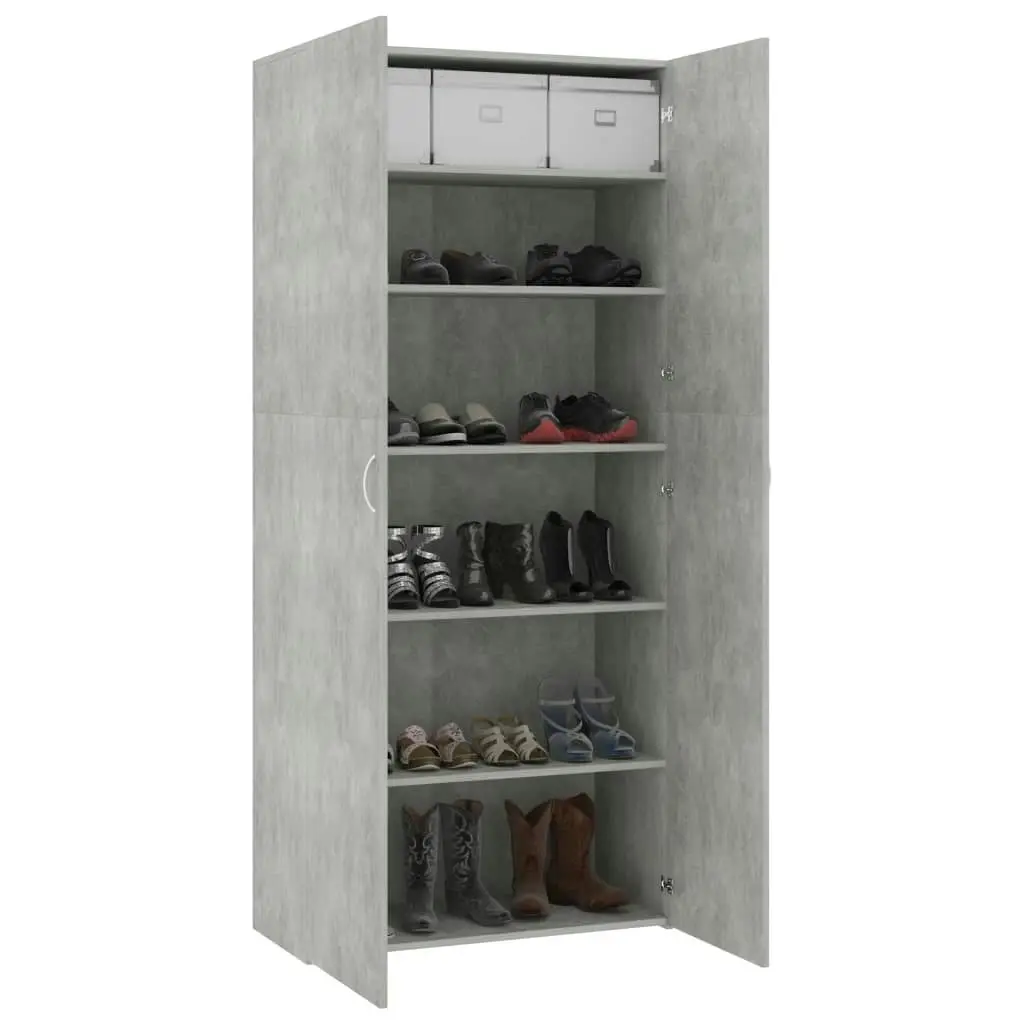 Shoe Cabinet Concrete Grey 80x35.5x180 cm Engineered Wood 800292