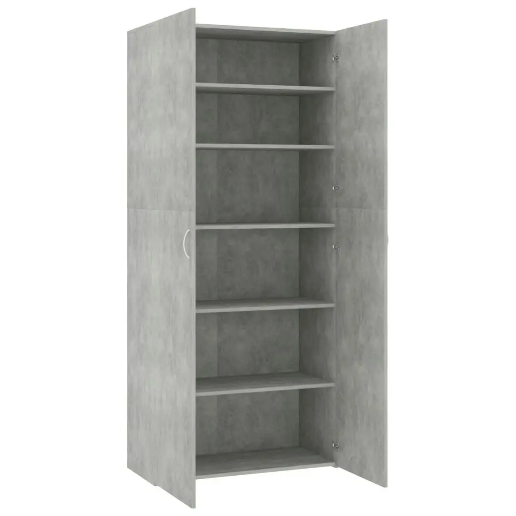 Shoe Cabinet Concrete Grey 80x35.5x180 cm Engineered Wood 800292