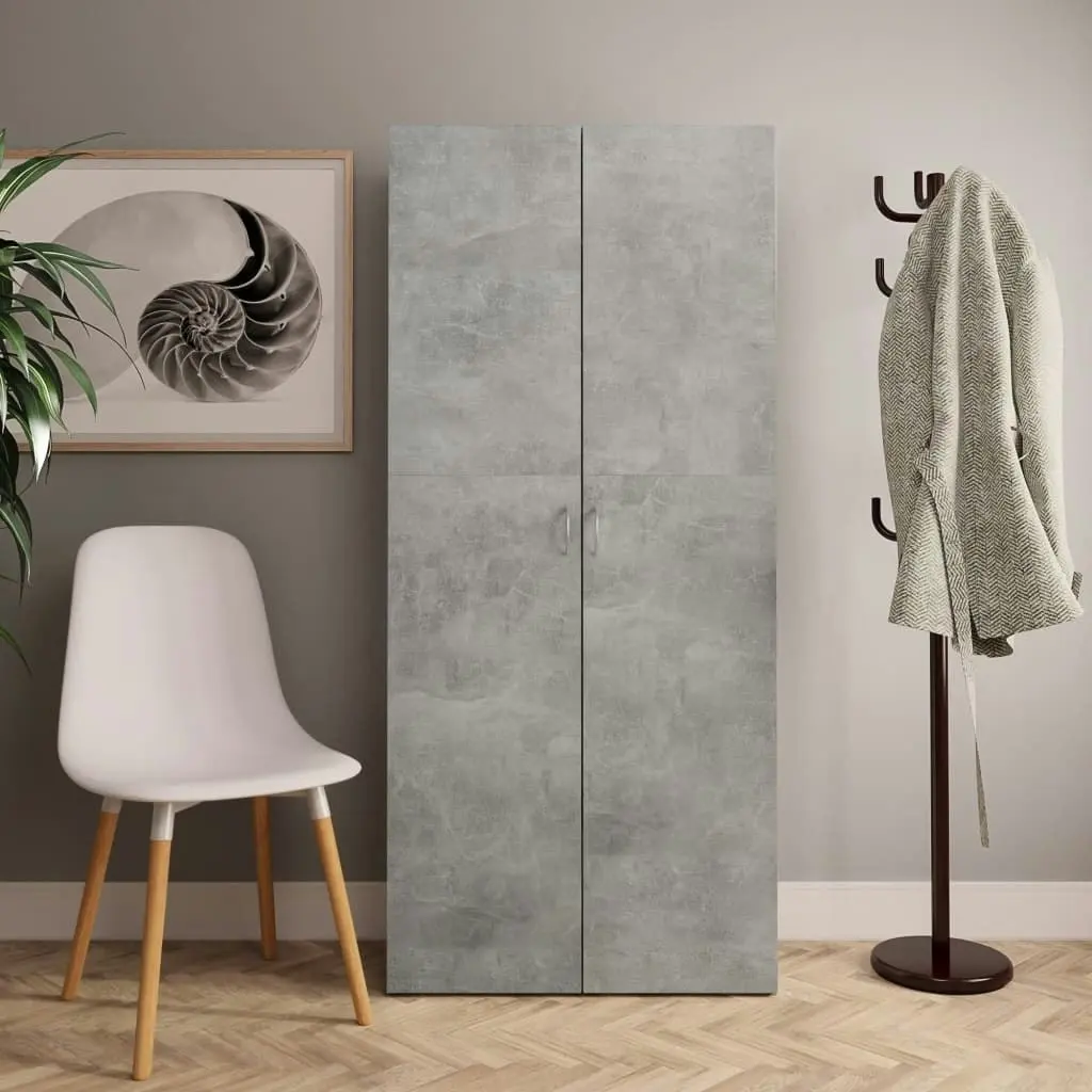 Shoe Cabinet Concrete Grey 80x35.5x180 cm Engineered Wood 800292