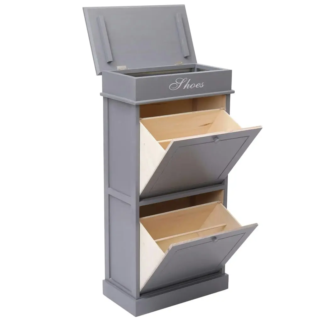 Shoe Cabinet Grey 50x28x98 cm Paulownia Wood 284090