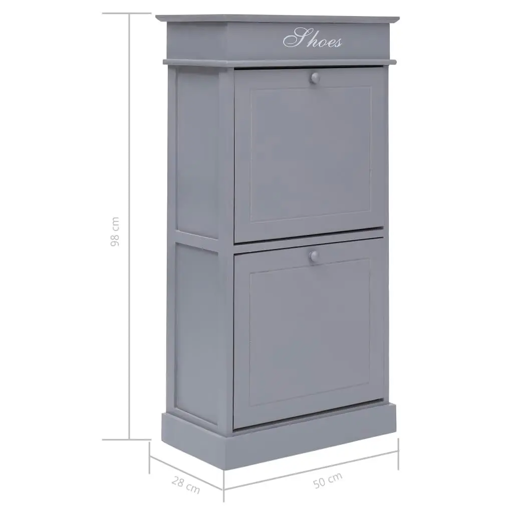 Shoe Cabinet Grey 50x28x98 cm Paulownia Wood 284090