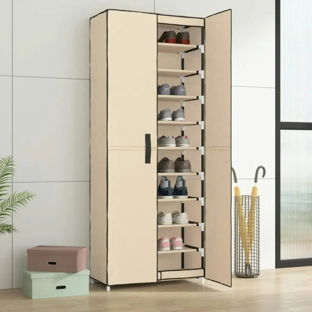 Shoe Cabinet Cream 60x30x166 cm Fabric 337260