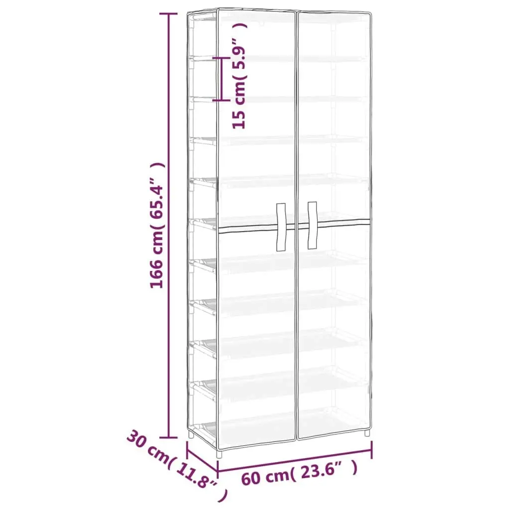 Shoe Cabinet Cream 60x30x166 cm Fabric 337260