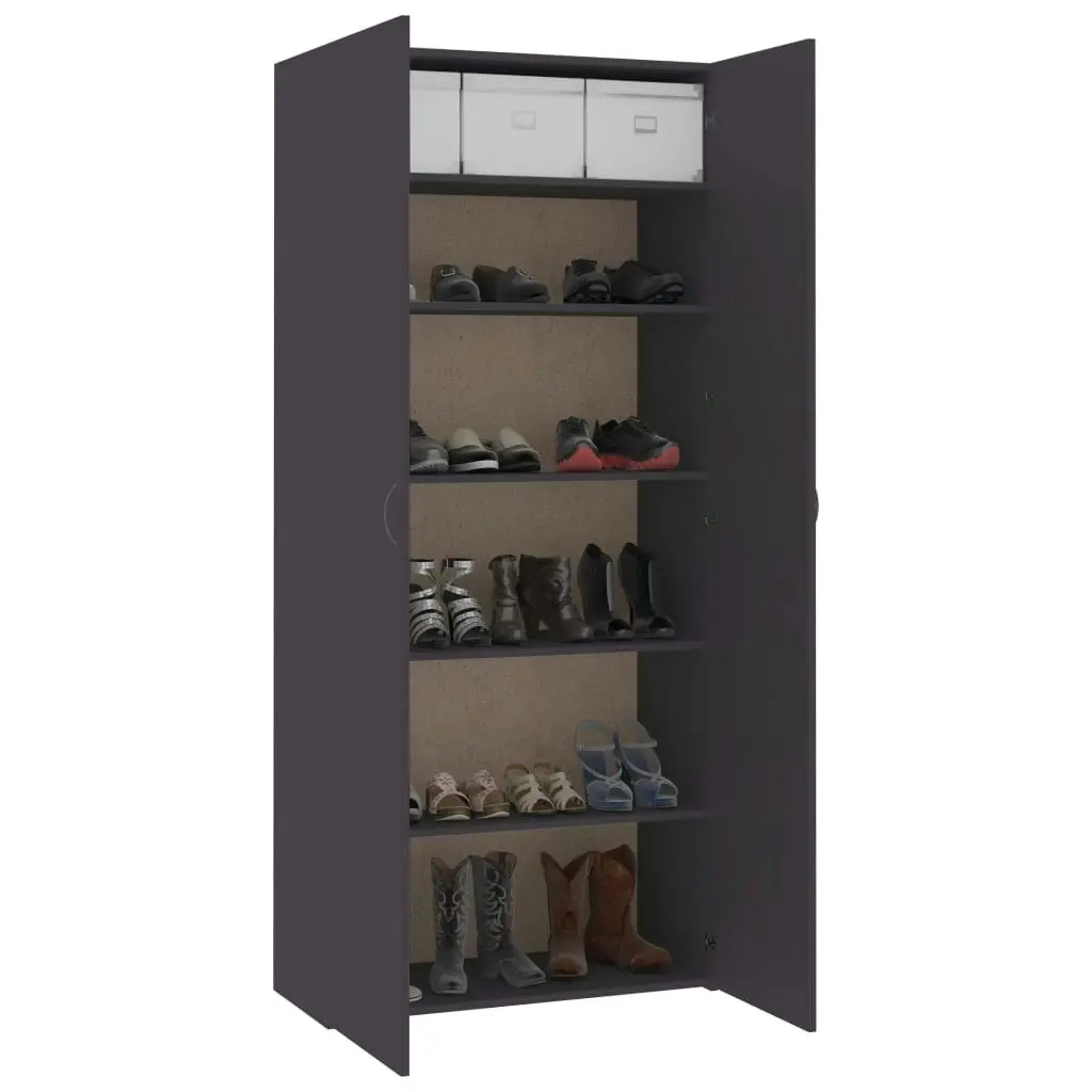 Shoe Cabinet Grey 80x35.5x180 cm Engineered Wood 800290