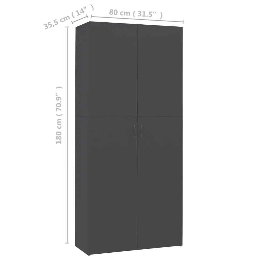 Shoe Cabinet Grey 80x35.5x180 cm Engineered Wood 800290