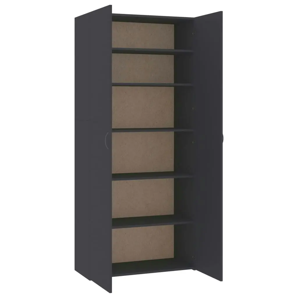 Shoe Cabinet Grey 80x35.5x180 cm Engineered Wood 800290