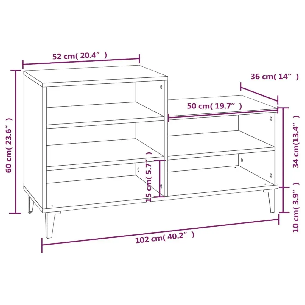 Shoe Cabinet Grey Sonoma 102x36x60 cm Engineered Wood 819738