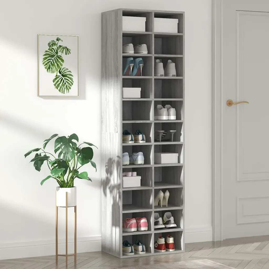 Shoe Cabinet Grey Sonoma 54x34x183 cm Engineered Wood 815301