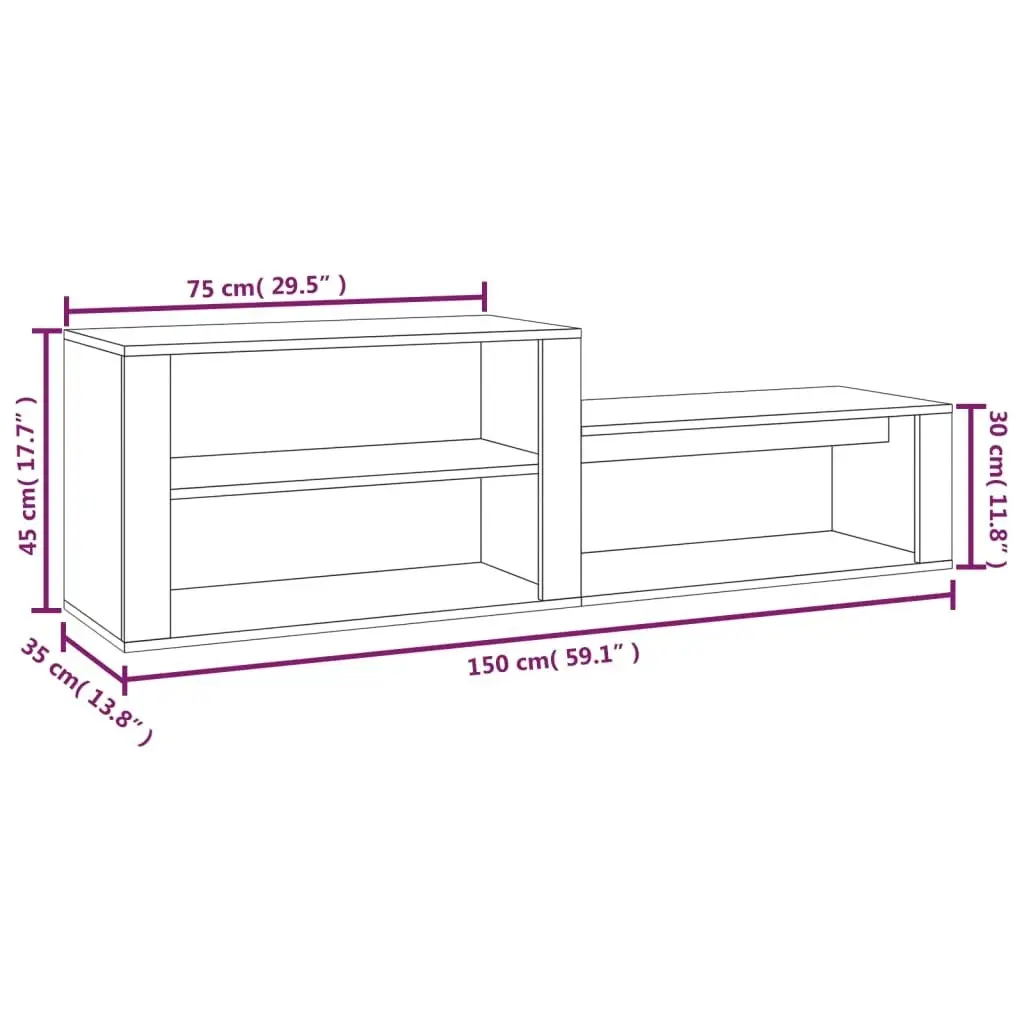 Shoe Cabinet Grey Sonoma 150x35x45 cm Engineered Wood 816918