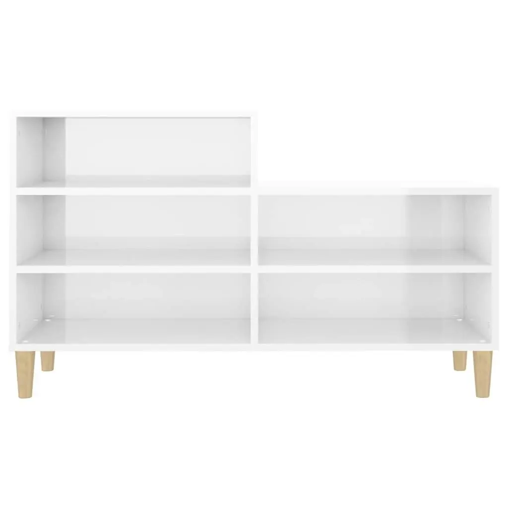 Shoe Cabinet High Gloss White 102x36x60 cm Engineered Wood 819726