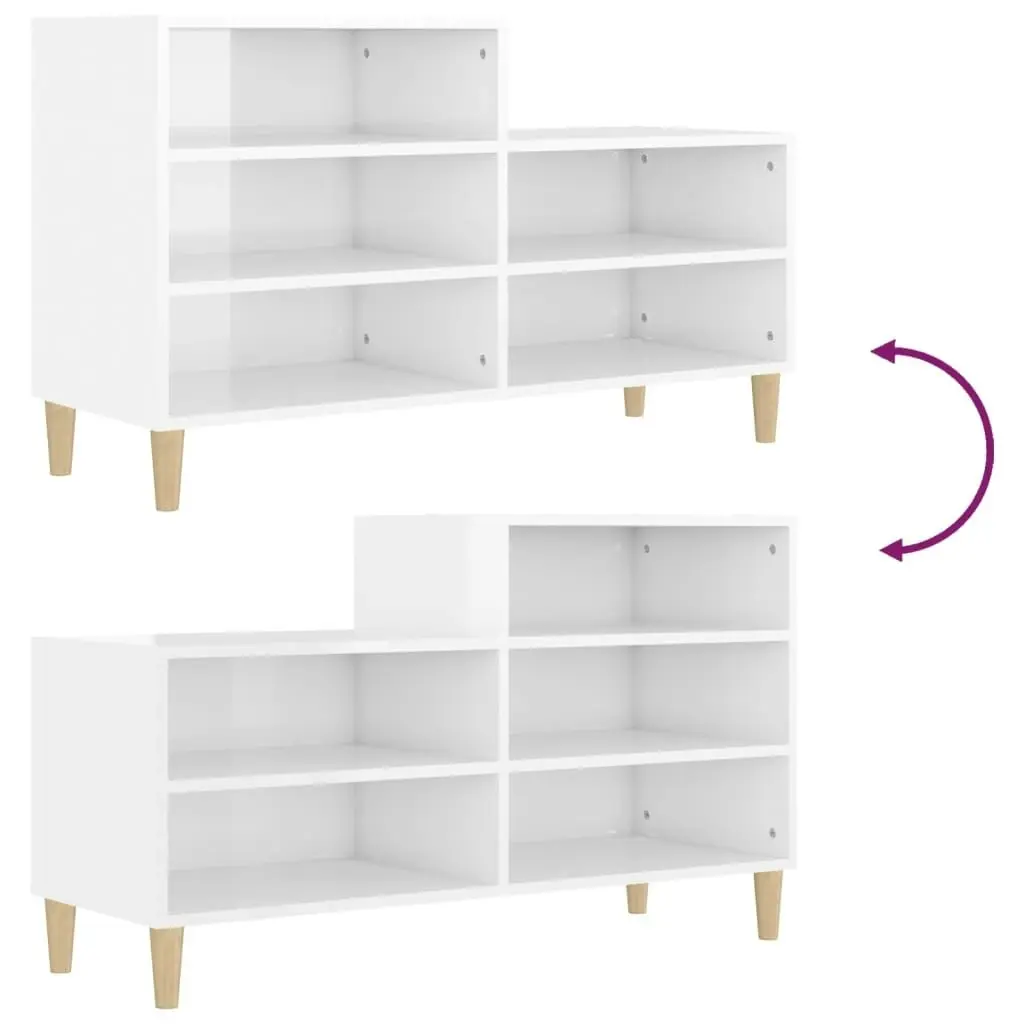 Shoe Cabinet High Gloss White 102x36x60 cm Engineered Wood 819726