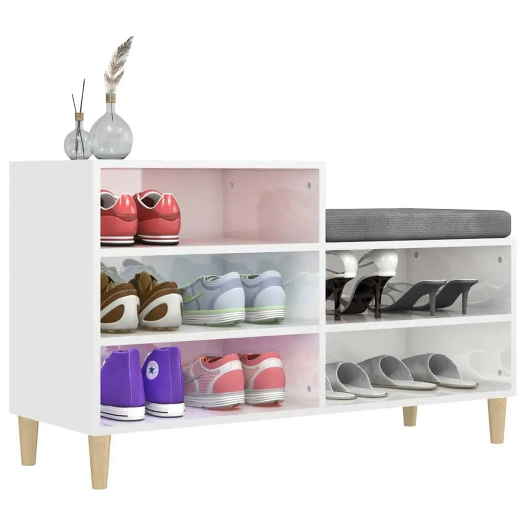 Shoe Cabinet High Gloss White 102x36x60 cm Engineered Wood 819726