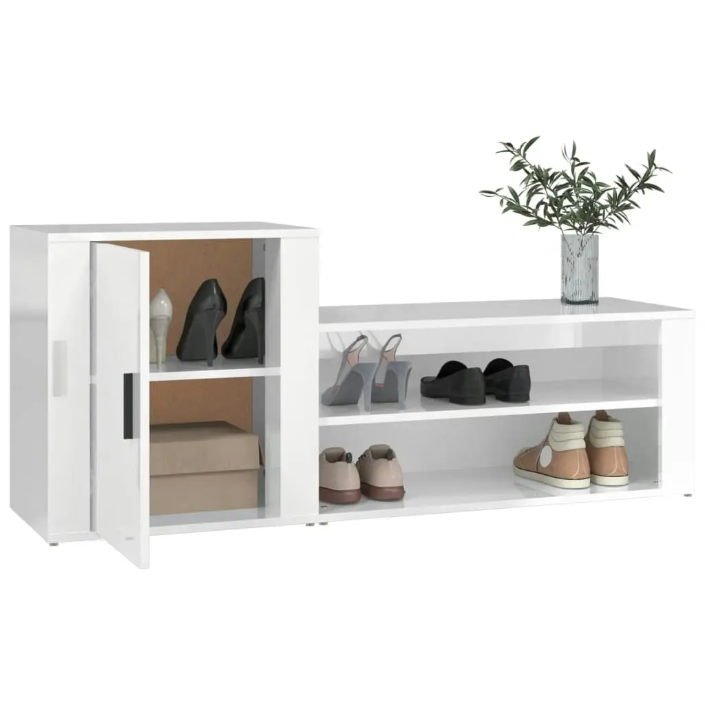 Shoe Cabinet High Gloss White 130x35x54 cm Engineered Wood 816746