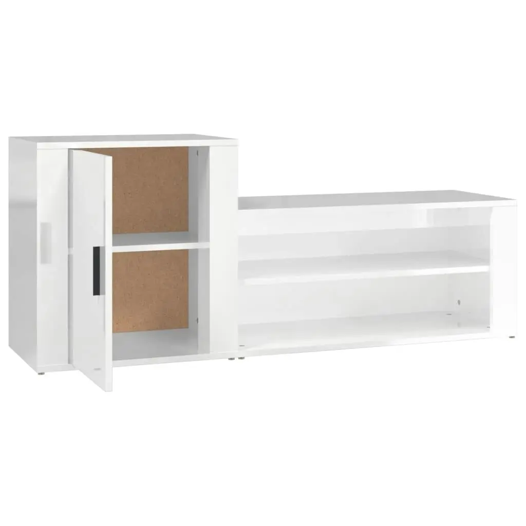 Shoe Cabinet High Gloss White 130x35x54 cm Engineered Wood 816746