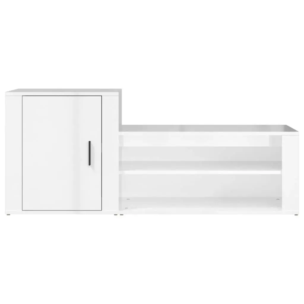 Shoe Cabinet High Gloss White 130x35x54 cm Engineered Wood 816746