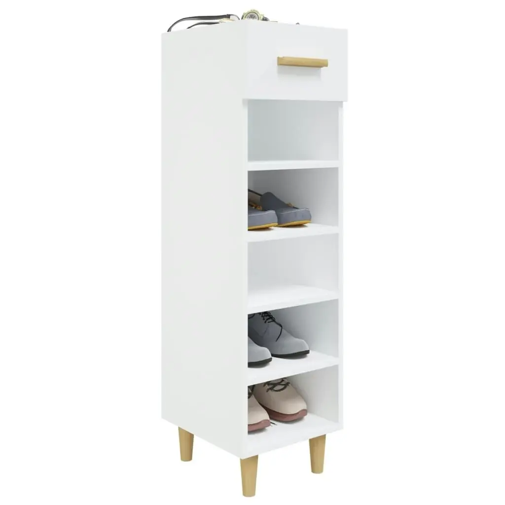 Shoe Cabinet High Gloss White 30x35x105 cm Engineered Wood 812804