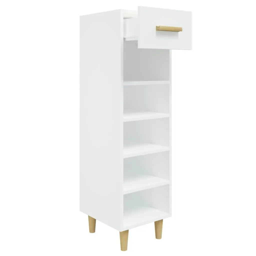 Shoe Cabinet High Gloss White 30x35x105 cm Engineered Wood 812804