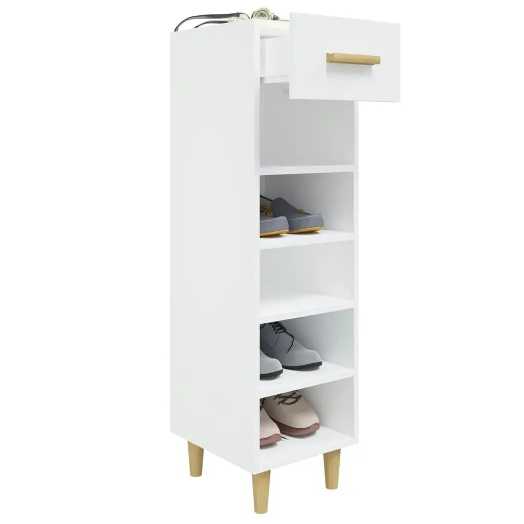 Shoe Cabinet High Gloss White 30x35x105 cm Engineered Wood 812804