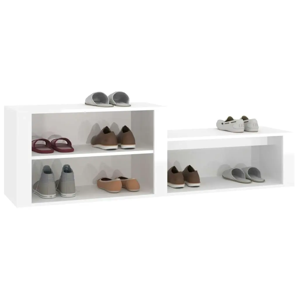 Shoe Cabinet High Gloss White 150x35x45 cm Engineered Wood 816914