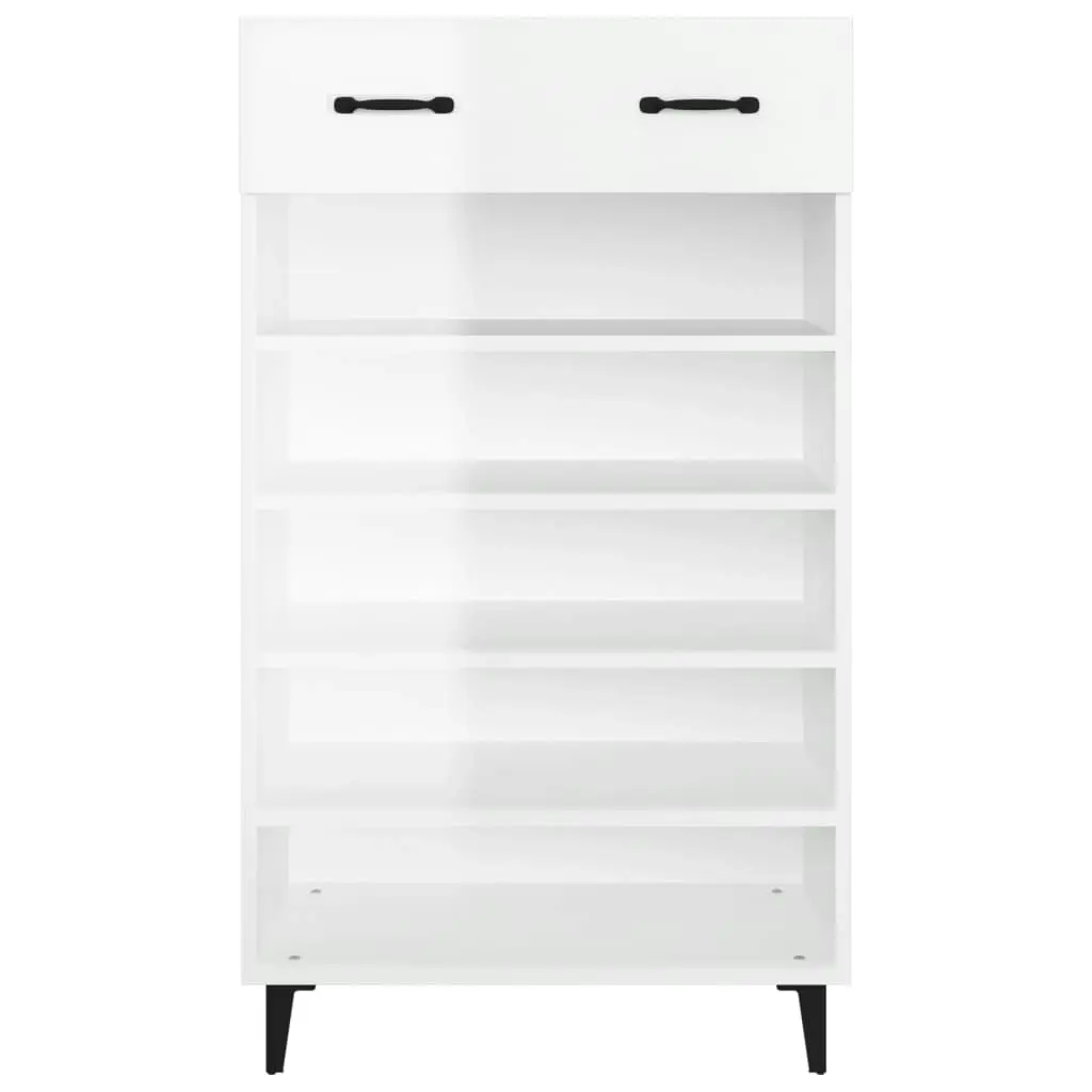 Shoe Cabinet High Gloss White 60x35x105 cm Engineered Wood 812795