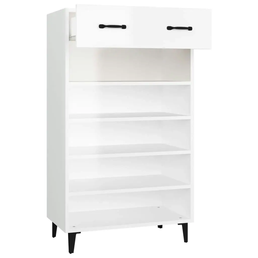 Shoe Cabinet High Gloss White 60x35x105 cm Engineered Wood 812795