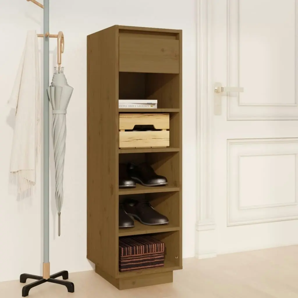 Shoe Cabinet Honey Brown 30x34x105 cm Solid Wood Pine 813558